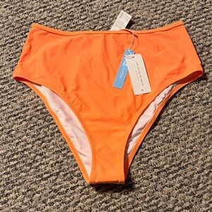 Cupshe Bright Orange High-Waist Bikini Bottoms